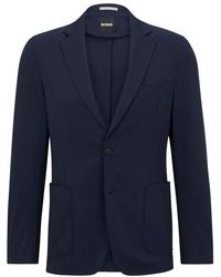 HUGO - Jassen ,Blauw ,Klassieke Blazer Met Inkeping Revers - Lyst