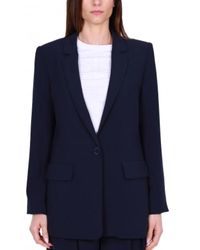 Armani Exchange - Oversized blazer jacke blau fließender stoff - Lyst