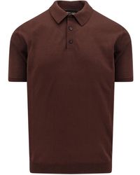Roberto Collina - Braunes polo-shirt mit geripptem kragen - Lyst