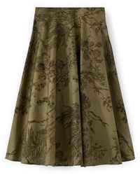 mötivi - Rokken ,Groen ,Katoen Midi Uitlopende Rok Met Botanische Print - Lyst