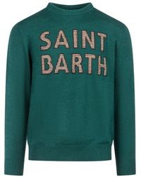 MC2 Saint Barth - Truien & Vesten ,Groen ,Wol Wollen Trui Met Voorprint - Lyst
