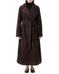 Rohe - Eleganter Wildleder Wickelmantel Dunkle Schokolade - Lyst