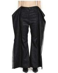 Junya Watanabe - Broeken ,Zwart ,Denim Gedeconstrueerde Bloemen Wijde Broek - Lyst