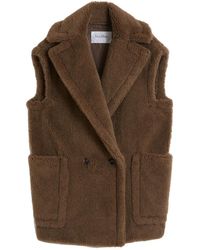 Max Mara - Teddy Alpaca Wol Vest Bruin - Lyst