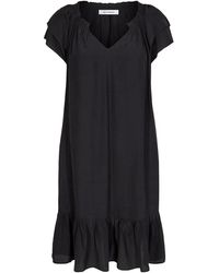 co'couture - Kleedjes ,Zwart ,Polyester Zwarte Sunrise Crop Jurk Met Ruches - Lyst