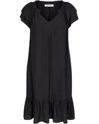 co'couture - Kleedjes ,Zwart ,Polyester Zwarte Sunrise Crop Jurk Met Ruches - Lyst