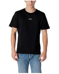 Replay - Zwarte Katoenen T-Shirt, Ronde Hals, Korte Mouw - Lyst