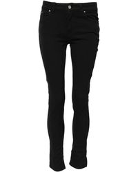 Dolce & Gabbana - Zwarte Skinny Denim Jeans Met Logo - Lyst