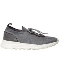 Eleventy - Schoenen ,Grijs ,Wol Panelled Knit Sneakers - Lyst