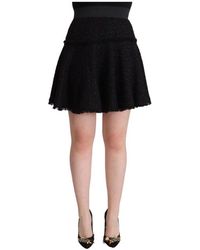 Dolce & Gabbana - Schwarzer gestrickter hoher taillen mini a-linien rock - Lyst