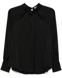 D.exterior - Overhemden ,Zwart ,Satijn Zwarte Satijnen Blouse Met Elegante Details - Lyst