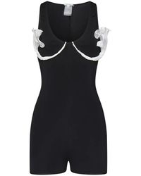 Nensi Dojaka - Schwarzes Ärmelloses Kleid Mit 3D Blumen - Lyst