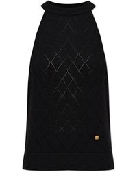 Balmain - Truien & Vesten ,Zwart ,Wol Mouwloze Gebreide Top - Lyst
