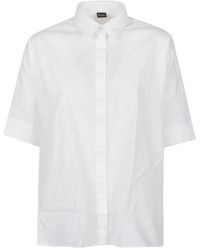 Fay - Overhemden ,Wit ,Katoen Shirt Met Korte Mouwen - Lyst