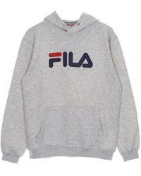 Fila - Hoodies & Sweatvesten ,Grijs ,Katoen Lichtgrijs Melange Hoodie - Lyst