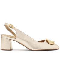 Kazar - Goldene Pumps Mit Offener Ferse Und Metallverzierung Auf Der Nase - Lyst