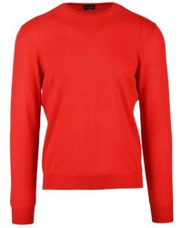 Drumohr - Truien & Vesten ,Oranje ,Kasjmier Kasjmier Dunne Ronde Hals Pullover Sweater - Lyst