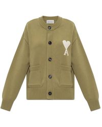 Ami Paris - Truien & Vesten ,Groen ,Katoen Cardigan Met Zakken - Lyst