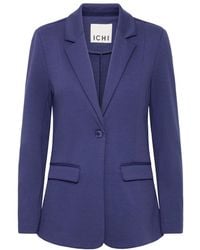 Ichi - Jassen ,Blauw ,Leer Patriot Blazer Jas Klassieke Silhouet - Lyst