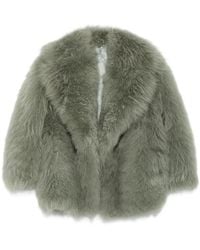 Salvatore Santoro - Groene Faux Fur Shawl Kraag Jas - Lyst