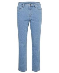 Kaffe - Hellblaue gewaschene denim straight jeans - Lyst