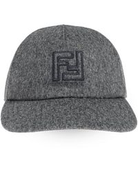 Fendi - Accessoires ,Grijs ,Katoen Wool Baseball Cap - Lyst