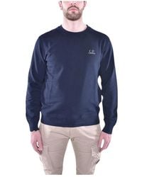 C.P. Company - Blauer crew neck baumwoll fleece pullover - Lyst