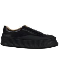 Jil Sander - Schoenen ,Zwart ,Leer Low-Top Leren Sneakers - Lyst