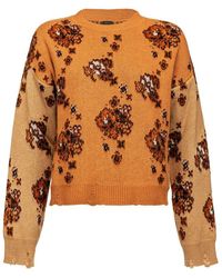 Pinko Terrematte maglia lana jacquard bandana+fiori - Naranja