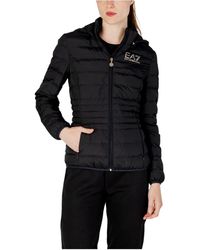 EA7 - Blazer negro con capucha y bolsillos con cremallera - Lyst