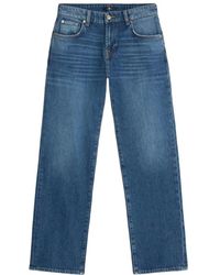 7 For All Mankind - Blaue Gerades Jeans Knopfleiste Design - Lyst