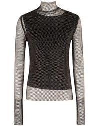 Sportmax - Schwarzes Oberteil Mit Hohem Kragen Und Langen Ärmeln - Lyst