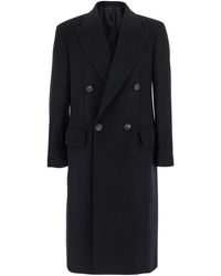 Hevò - Jassen ,Blauw ,Wol Blauwe Double-Breasted Wollen Jas - Lyst