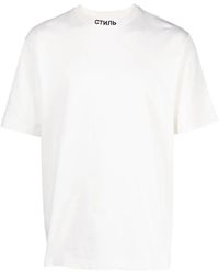 Heron Preston - Tops ,Wit ,Katoen Ctnmb Logo T-Shirt Wit/Zwart Korte Mouw - Lyst