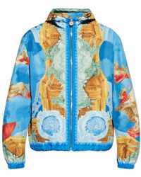 Versace - Jassen ,Blauw ,Hooded Jacket - Lyst