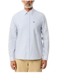 Lacoste - Overhemden ,Blauw ,Gestreept Shirt Met Lange Mouwen - Lyst