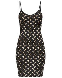 Marine Serre - Kleedjes ,Veelkleurig ,Moon Bedrukte Jersey Mini Jurk Met Bandjes - Lyst