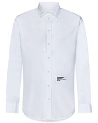 DSquared² - Weiße baumwollpopeline-hemd mit frontdruck - Lyst