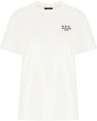 A.P.C. - Tops ,Wit ,Katoen Standaard T-Shirt - Lyst