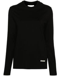 Jil Sander - Camiseta de algodón negro con logo plaque - Lyst