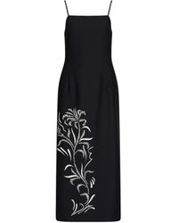 Marella - Schwarzes Satin-Foliendruckkleid - Lyst