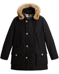 Woolrich - Jassen ,Zwart ,Katoen Arctic Parka Met Afneembare Bontkraag - Lyst