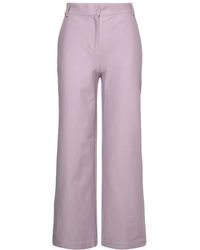 Max Mara - Broeken ,Paars ,Katoen Cropped Elastische Katoenen Broek - Lyst