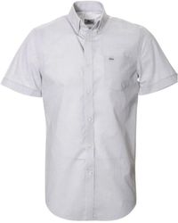 Lacoste - Overhemden ,Grijs ,Katoen Casual Button Down Shirt - Lyst
