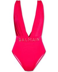 Balmain - Einteiliger badeanzug mit logo - Lyst