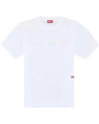 DIESEL - Tops ,Wit ,Katoen T-Shirt Met Fotoprint Logo - Lyst