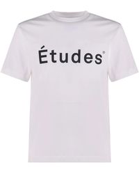 Etudes Studio - Magliette bianca in cotone con logo - Lyst