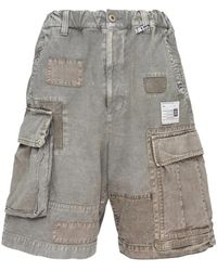 Maison Mihara Yasuhiro - Korte Broeken ,Grijs ,Katoen Repaired Cargo Shorts - Lyst
