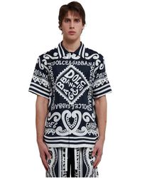 Dolce & Gabbana - Camicie in seta con stampa logo - Lyst
