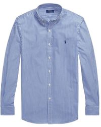 Ralph Lauren - Wit Katoenen Overhemd Met Blauw Logo - Lyst